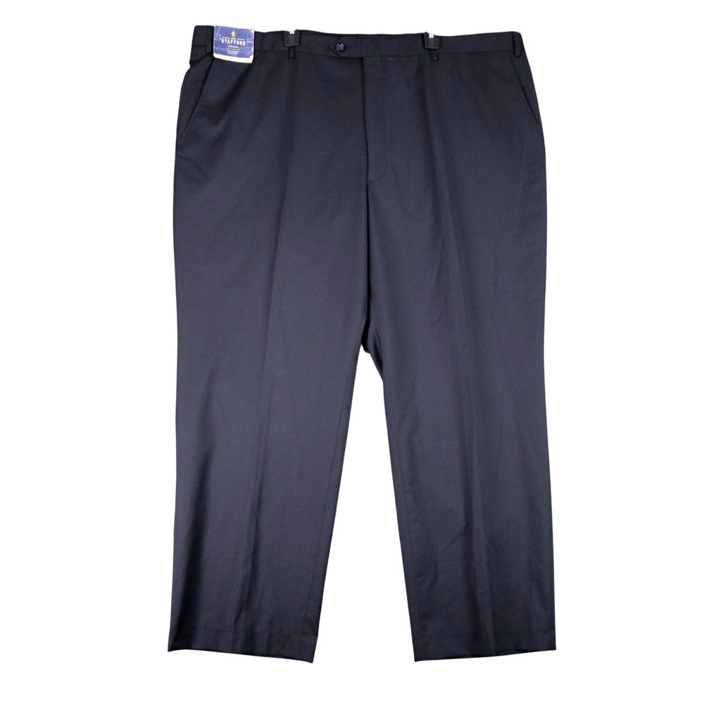 Stafford Executive Suit Separate Pants Mens 50x30 Black Flat Front Formal Wool